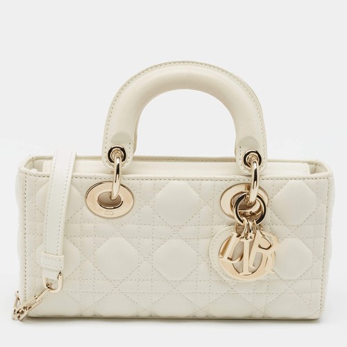 Dior Lady DJoy Small White Cannage Leather Tote