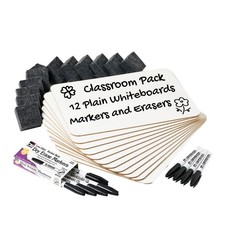 Dry Erase Lapboard Class Pack, Includes 12 each of Whiteboards, 2 Inch Felt E...