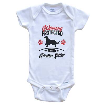 Warning Protected By A Gordon Setter Funny Dog Owner Baby Bodysuit