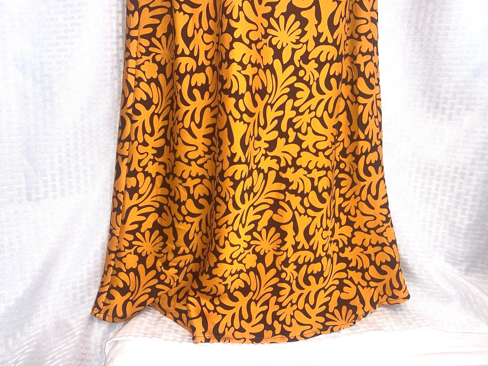 Bobbles & Lace Orange Brown Print Maxi Dress S - image 4