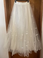 Unbranded Off White Detachable Wedding Bridal Over skirt With Small Bows Size 6