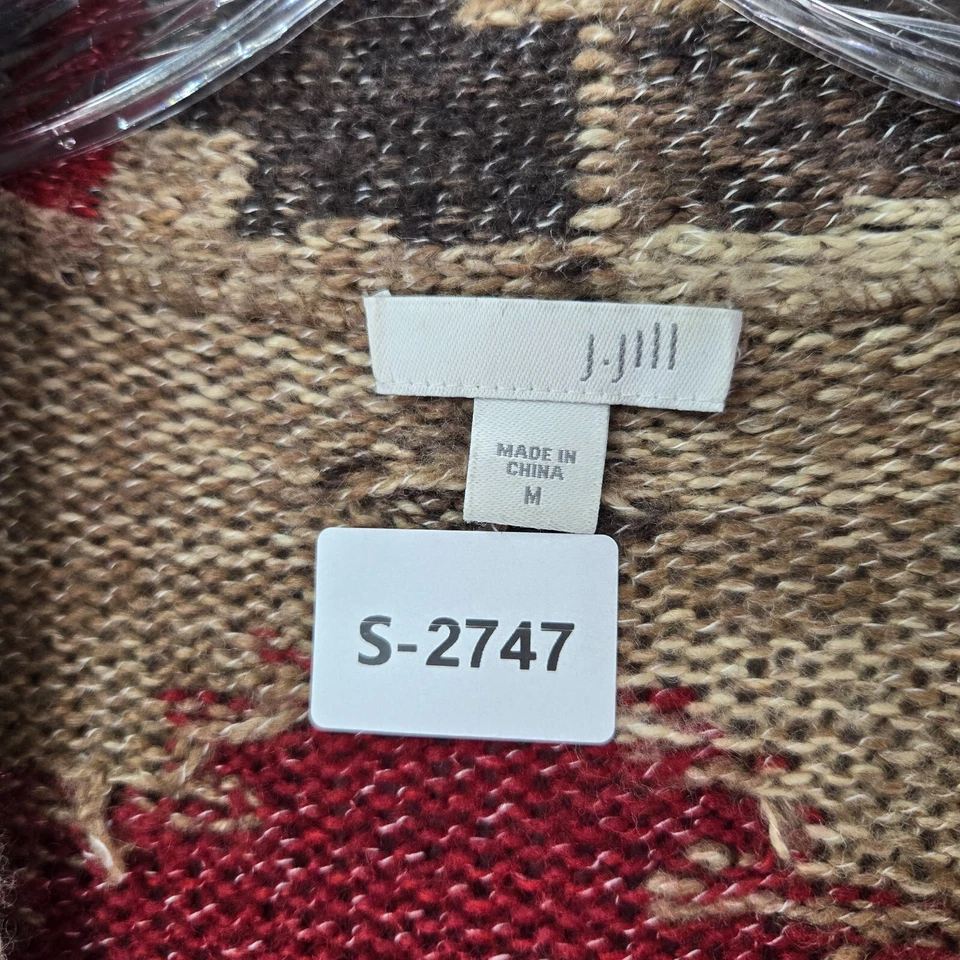 Suéter de mujer Jill mediano rojo cárdigan geométrico suroeste azteca LEER Foto 2 de 4