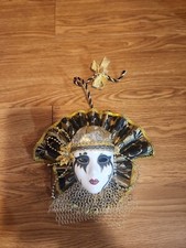 Ceramic Painted Mardi Gras Hanging Wall Mask