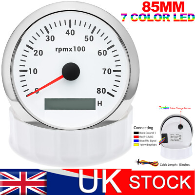 85MM Waterproof Rev Counter Tachometer 0-8000RPM Gauge Waterproof for ...