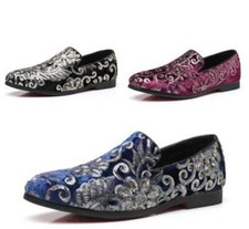 Men's Casual Clubwear Shoes Slip On Sequin Shiny Oxford Formal Dress Flats Size