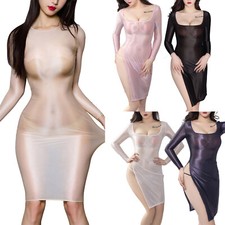 Women's Body-con Dress Sheer See-Through Glossy Nightwear Sleepwear Dresses