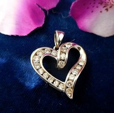 Stunning 14k White Gold 20 Diamond HEART PENDANT   1 Ct.  Z.E.I. Authentic