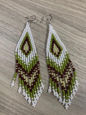 Green Beaded Earrings Retro Style Czech Glass Beads Women's Jewelry Fashion Gift