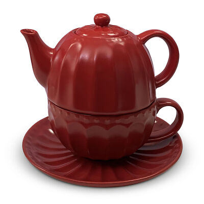 Teekanne Tasse und Untertasse Porzellan Stoffwolken Retro Stil Weihnachten 5823