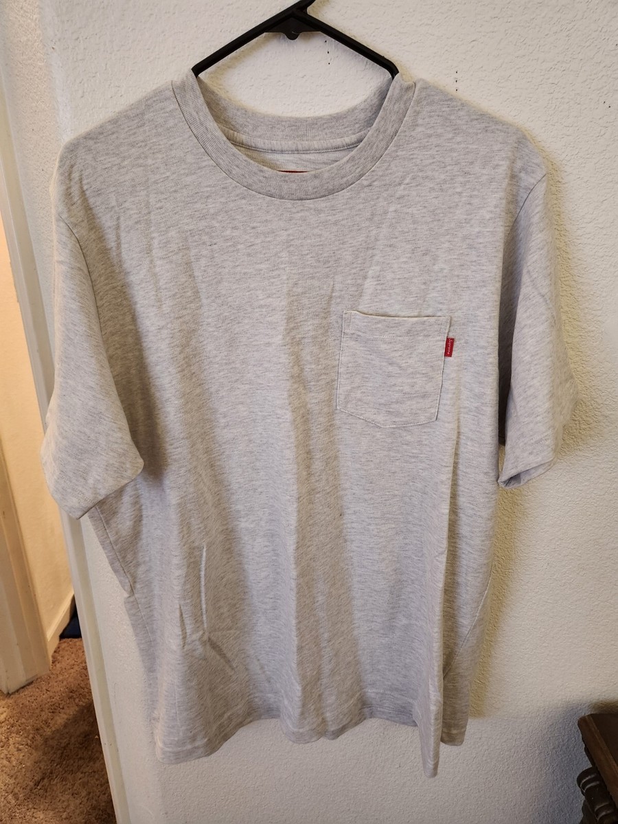 Supreme Heather Grey Short Sleeve Pocket Tee Size Large SEASON 
