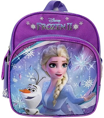 alipher kids backpack frozen mini desktop Disney - 10" Exclusive Woven Small Backpack with Front Pocket | Adjusts to Fit Women, Teens, Girls, and Sven make an appearance Disney Frozen 2 Elsa and