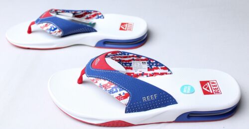 Reef Men's Fanning Bottle Opener Flip Flops JL3 Patriotic Size US:12 UK:11