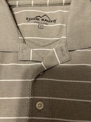 EDDIE BAUER COCONA PERFORMANCE HEATHER GRAY TAUPE POLO SHIRT MEN SMALL EUC