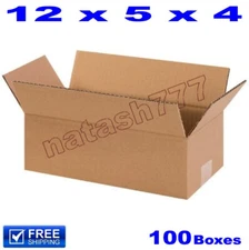 100 - 12x5x4 Cardboard Boxes Mailing Packing Shipping Moving Corrugated Carton