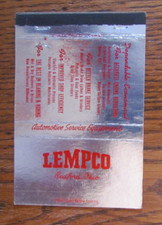 ROYAL FLASH MATCHBOOK COVER: LEMPCO BEDFORD, OHIO EMPTY c1940s MATCHCOVER -B19