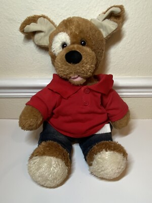 BUILD A BEAR Brown Puppy Dog W/ White Eye Spot & Ears BABW 15'' Standing  Clothes