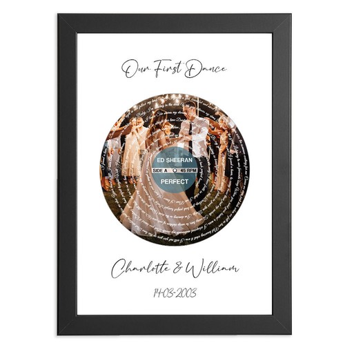 Personalised Our Song Print 1st Wedding Anniversary Gifts for Wife or Husband - Picture 2 of 7
