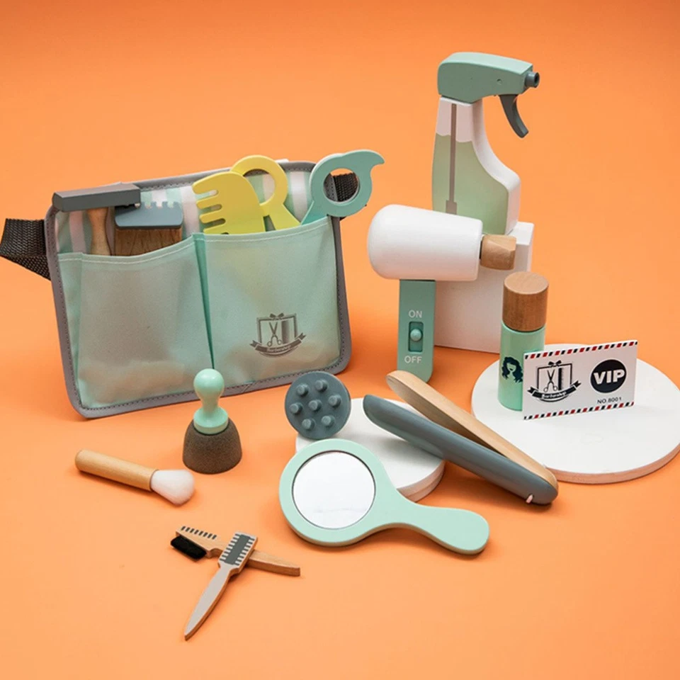1 Set Beauty Salon Toys toend Play Hair Stylist Kit Kinder Holz Barber Spielset - Bild 2 von 4