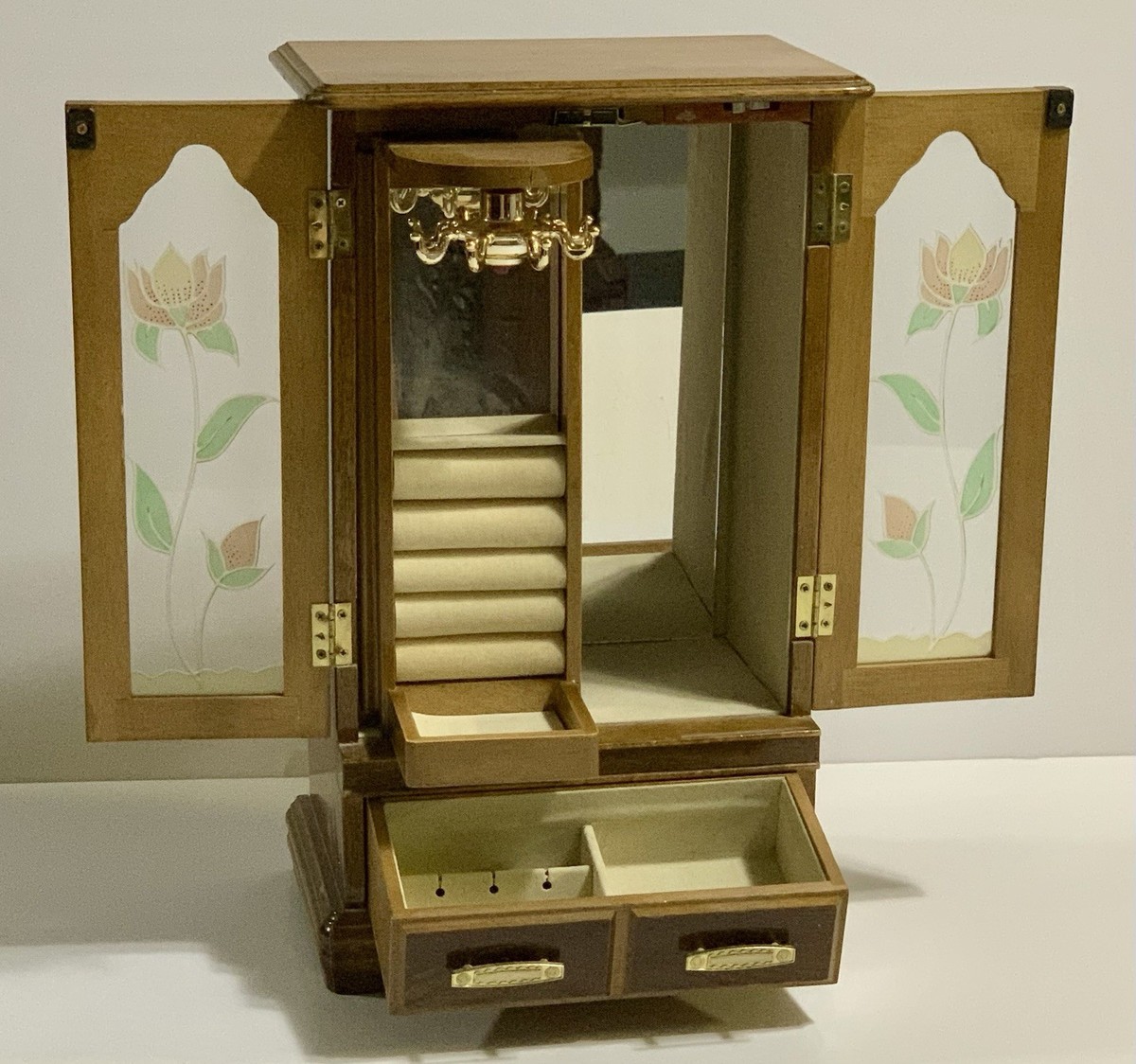 Large Vintage Gunther Mele Wooden Music Box Dresser Jewelry