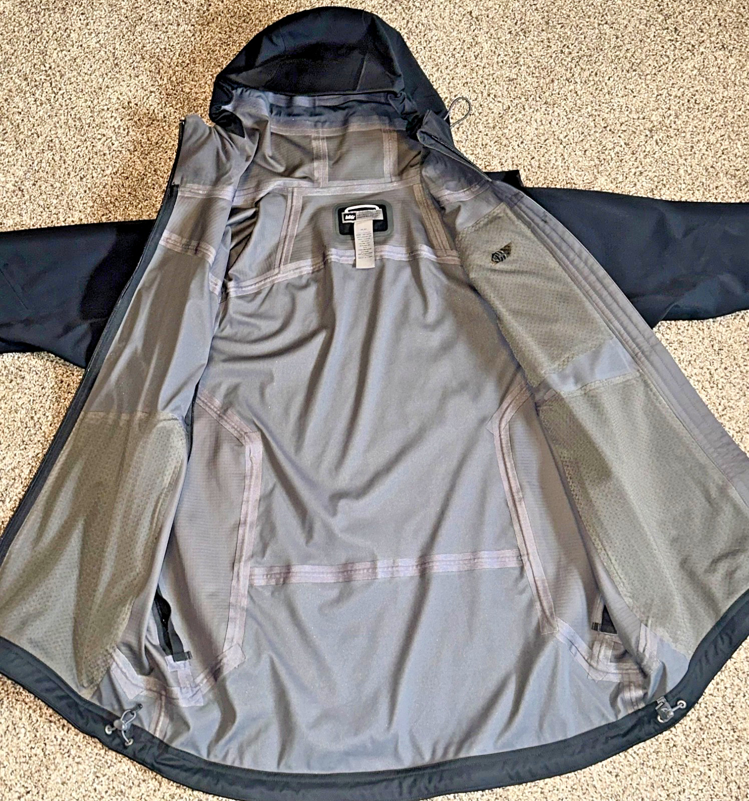 REI Elements E1 Men's Black Rain Jacket Hooded Wa… - image 13