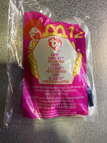 1999 Chip The Cat #12 McDonald’s Ty Teenie Beanie Baby New Sealed Vintage