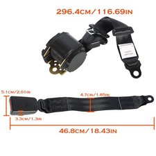 Pair Blk Universal 3 Point Retractable Seat Belts For Jeep Cj Yj Wrangler 82-95