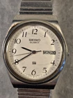 Vintage Seiko 1979 SQ Watch Men 35mm Silver Tone Day/Date 8223-8029 New Battery