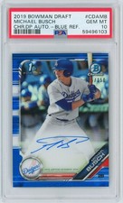 Michael Busch 2019 Topps Bowman Chrome /150 PSA 10 1st Draft Auto Blue #CDA-MB