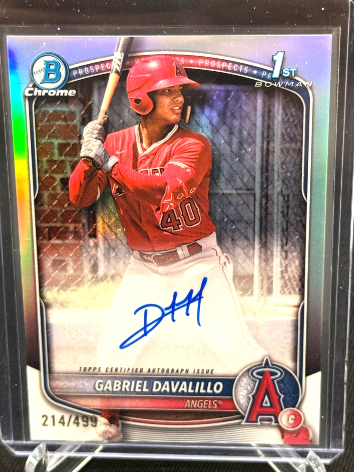GABRIEL DAVALILLO 2025 BOWMAN CHROME 1ST AUTOGRAPH REFRACTOR AUTO #214/499