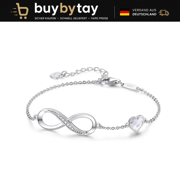 Infinity Armband 925 Sterling Silber Rosegold Edelstahl Unendlichkeit Damen-image