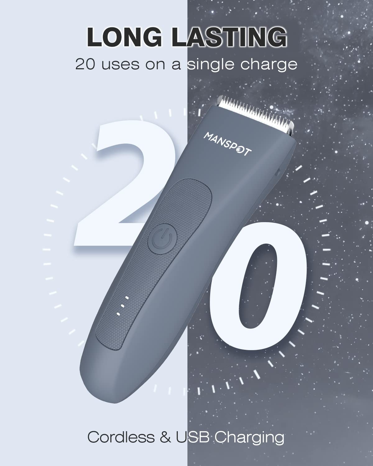 MANSPOT Electric Groin Hair Trimmer Finishing Trimmers, Men's Airy Blue 