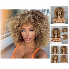 Fashionable 14 Inch Afro Wig - Blonde and Brown Mix for Stunning Transformation