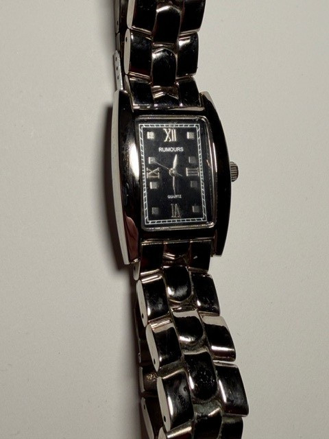 Vintage Rumours Silver Tone Rectangular Face Meta… - image 9