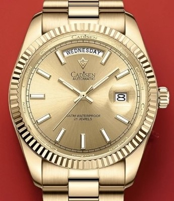 CADISEN  DD40 Men's Automatic Watch Gold Toned Day Date PRESIDENTIAL STYLE  40mm
