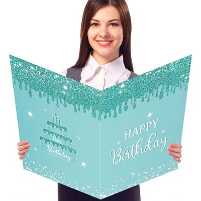 CHUNNIN Jumbo Birthday Guest Book Greeting Cards 13.78 x 21.65 inches, Teal