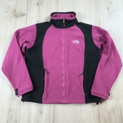 The North Face Womens Fleece Jacket Size M Medium Pink Black Full Zip Sweater