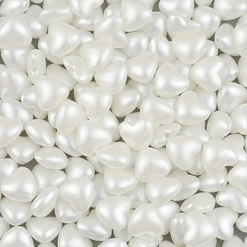 200stk Wachsperlen 9x7mm Zuchtperle Herz Acryl Kunstperlen Schmuck Weiß R393 - Bild 3 von 4