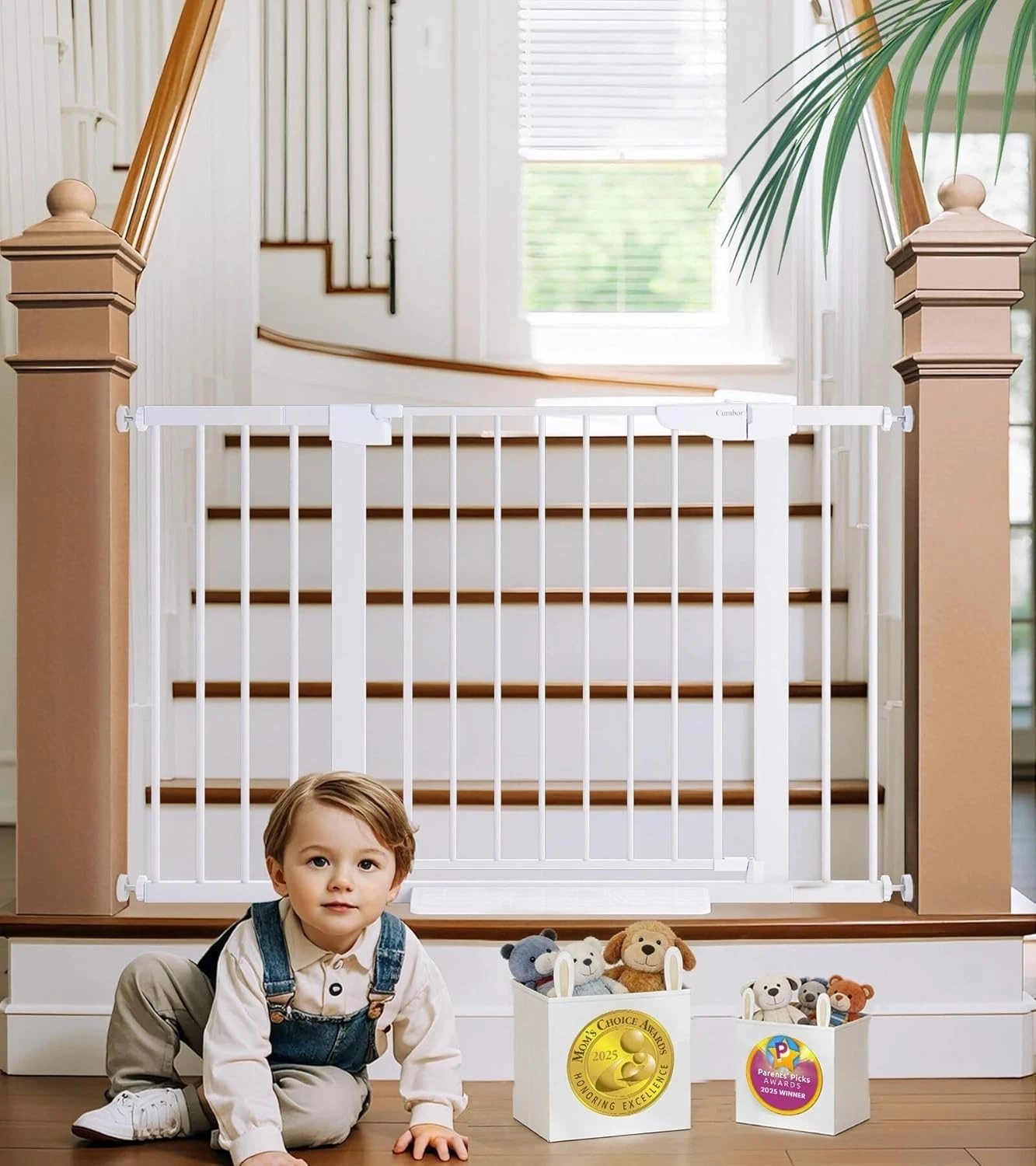 Cumbor 29.7-48" Baby Gate for Stairs Black Pressure Mount Safety S7V2