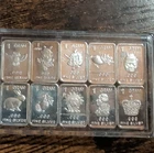 10 x 1g .999 Fine Silver Bars Assorted Designs Total 10g Collectible Investment