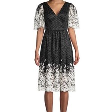 Eliza J Black And Cream Lace Midi Dress NEW WITH TAGS - Size 14