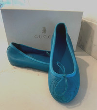Gucci Girls White Leather Ballet Flats Size US 12.5 Front Bow