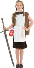 Wikinger Kostüm Mädchen Kinder Mittelalter Kriegerin Bauer Faschingskostüm