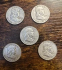 Lot of 5 Franklin Half Dollars - 90% Silver GREAT CONDITION