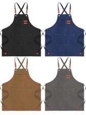 Toulite 4 Pack Canvas Chef Apron for Men with Adjustable Strap Cross Back Cotton
