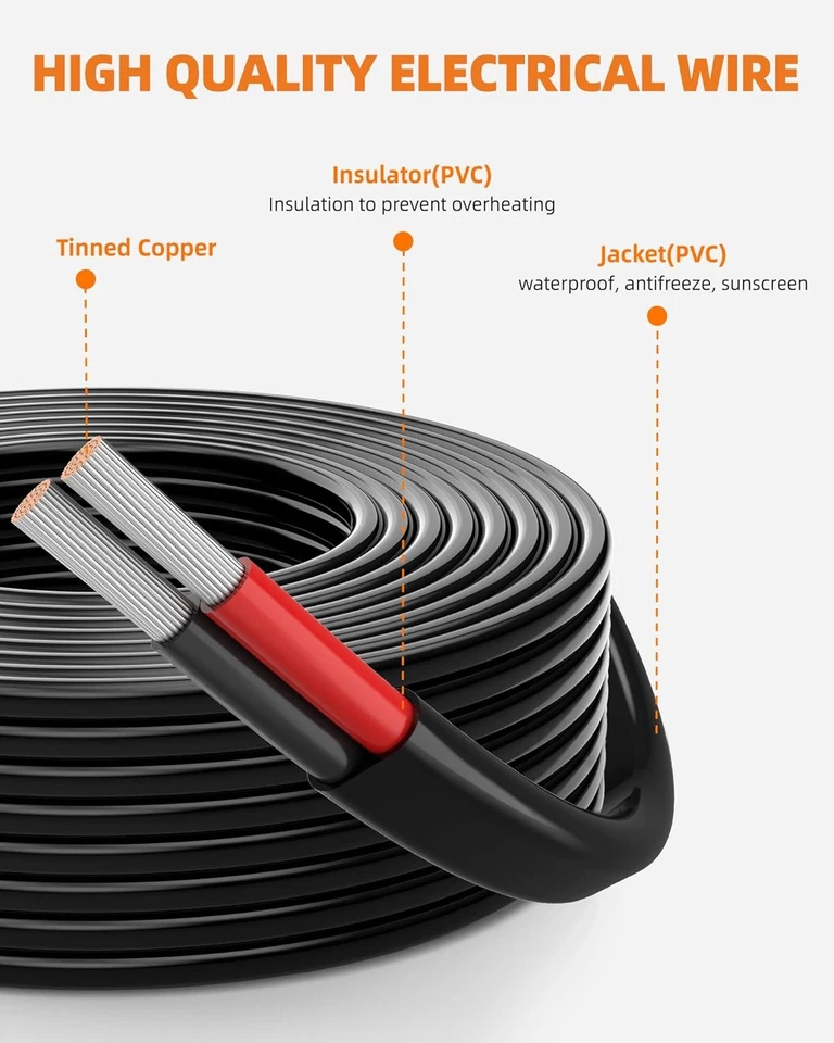 FIO CALIBRE 16 – Cobre estanhado encalhado de 2 condutores, 30 pés, PVC flexível para automóvel - Imagem 2 de 4