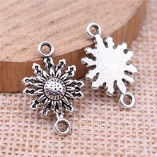 12 or 30PCS Antique Silver Flower Connector Charm Pendant GGS223