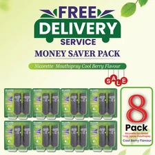 8 x Nicorette Mouthspray Quickmist Berry 1mg 13.2ml X 2ct-FREE SHIP