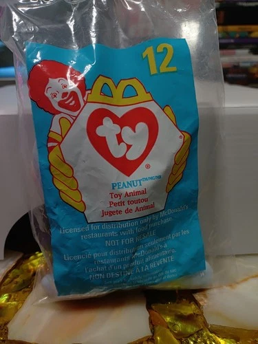 Vintage 1998 McDonalds Happy Meal Toy Ty Beanie Baby PEANUT the ELEPHANT #12 NIP