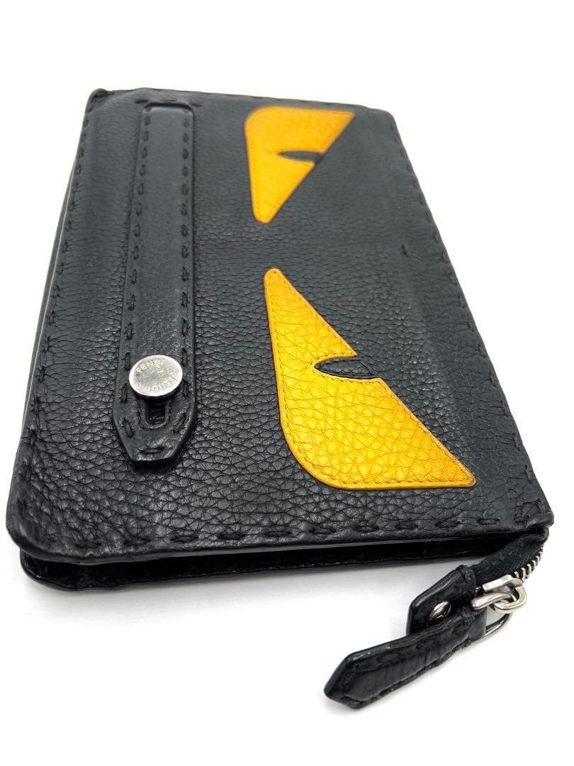 FENDI ケース　ブラック/イエロー Fendi Monster Bag Bugs Eye Clutch Black Yellow Selleria Leather