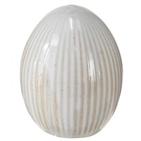 Osterei Keramik Deko Rillen WeißGrau 5×6Cm 6St Osterdeko, 6 StüCk